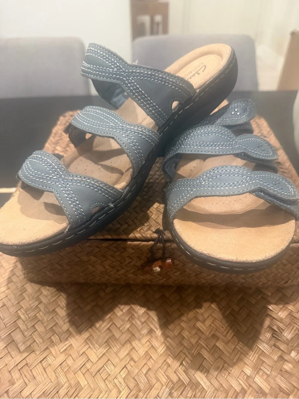 Clarks Women's Blue Multi-Strap Comfort Sandals